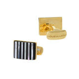 Louis Martin 18KT Yellow Gold Vermeil Black Onyx and Mother of Pearl Striped Cufflinks