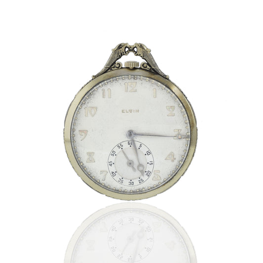 Vintage 1930's Elgin C.H. Hulburd 18KT White Gold Pocket Watch