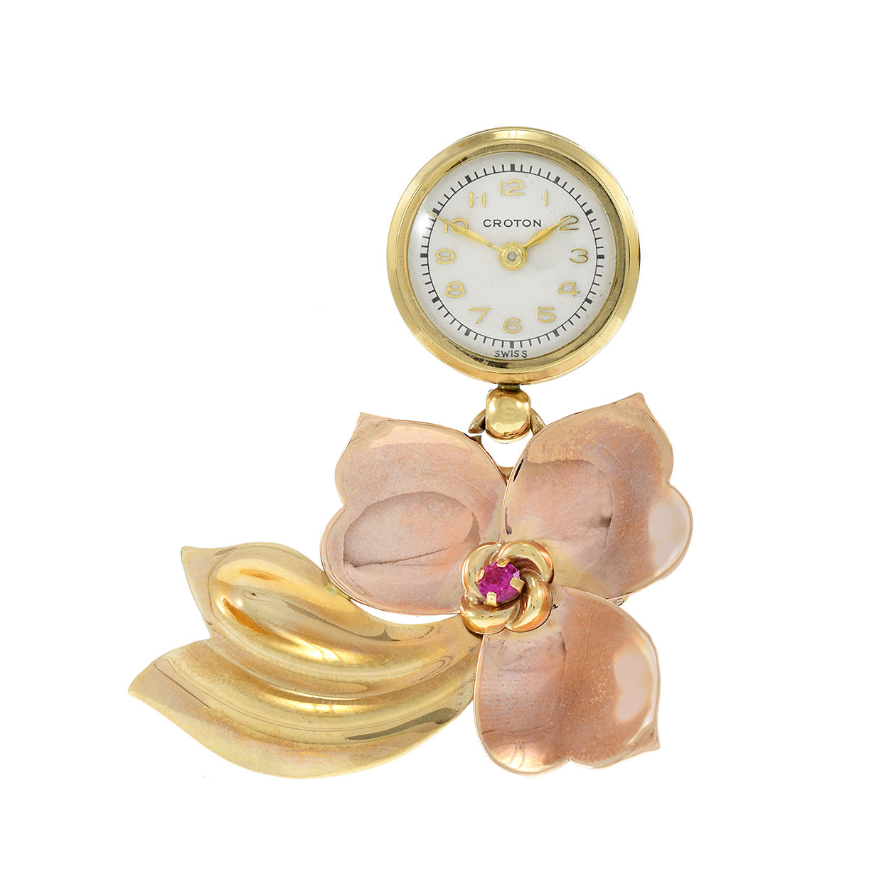 Vintage 1960's Croton 14KT Gold Pendant/Pin Watch