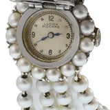 Lucien Piccard 14K White Gold Pearl and Diamond Cocktail Watch