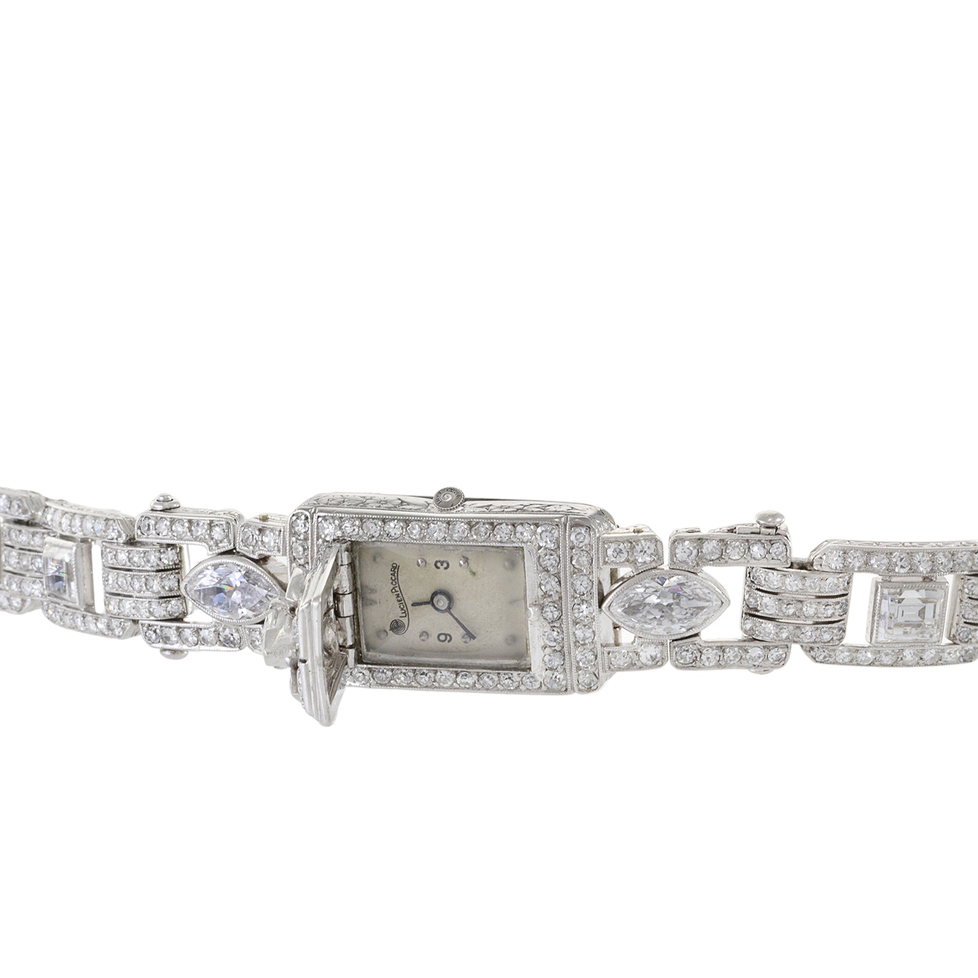 Lucien Piccard Bracelet Watch Platinum and 12.00CT-TDW of Diamonds