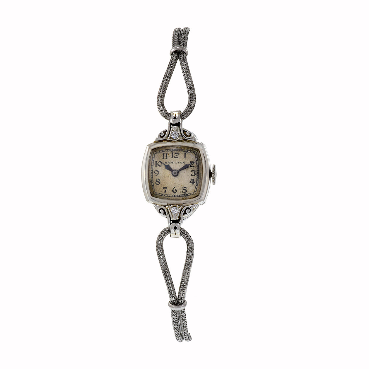 Vintage Hamilton 1950's Ladies 14K Gold and Diamond Cocktail Watch