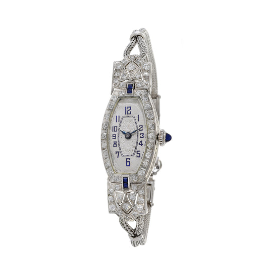 Nerny Platinum Cocktail Watch With Diamonds and Sapphires