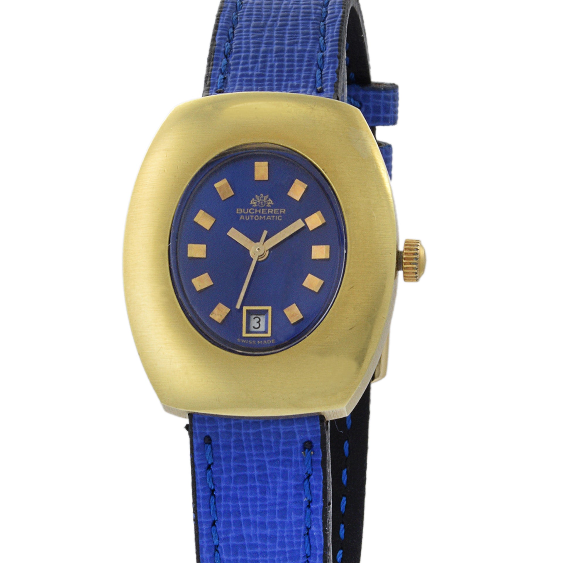 Bucherer 1960's Tonneau Gold Filled Automatic Watch With Date
