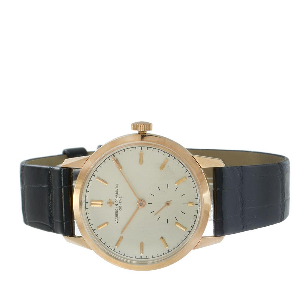 Vintage 1940s Vacheron Constantin 36MM Rose Gold Beige Dial