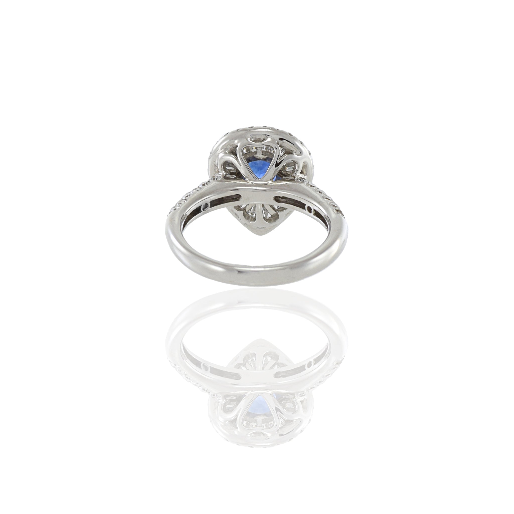 18KT White Gold Pear Shaped Blue Sapphire And Diamond Ring