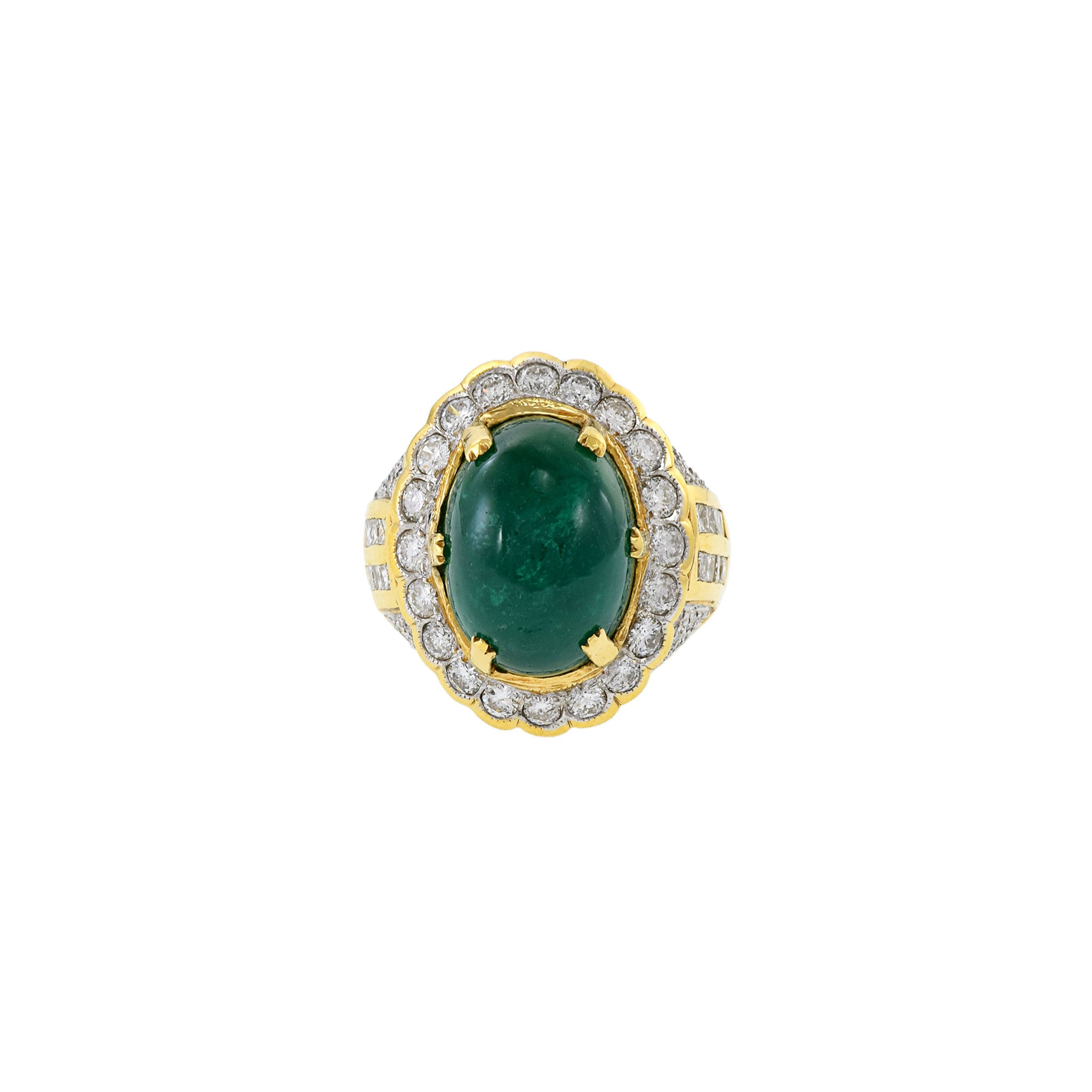 18kt Yellow Gold, Emerald and Diamond Ring