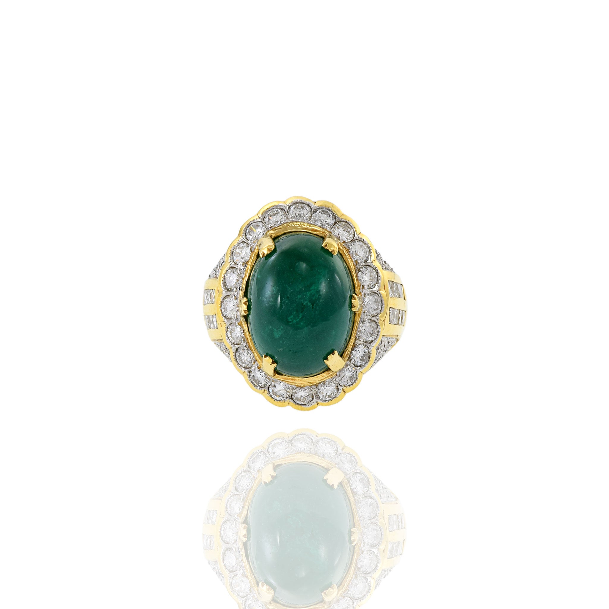 18kt Yellow Gold, Emerald and Diamond Ring