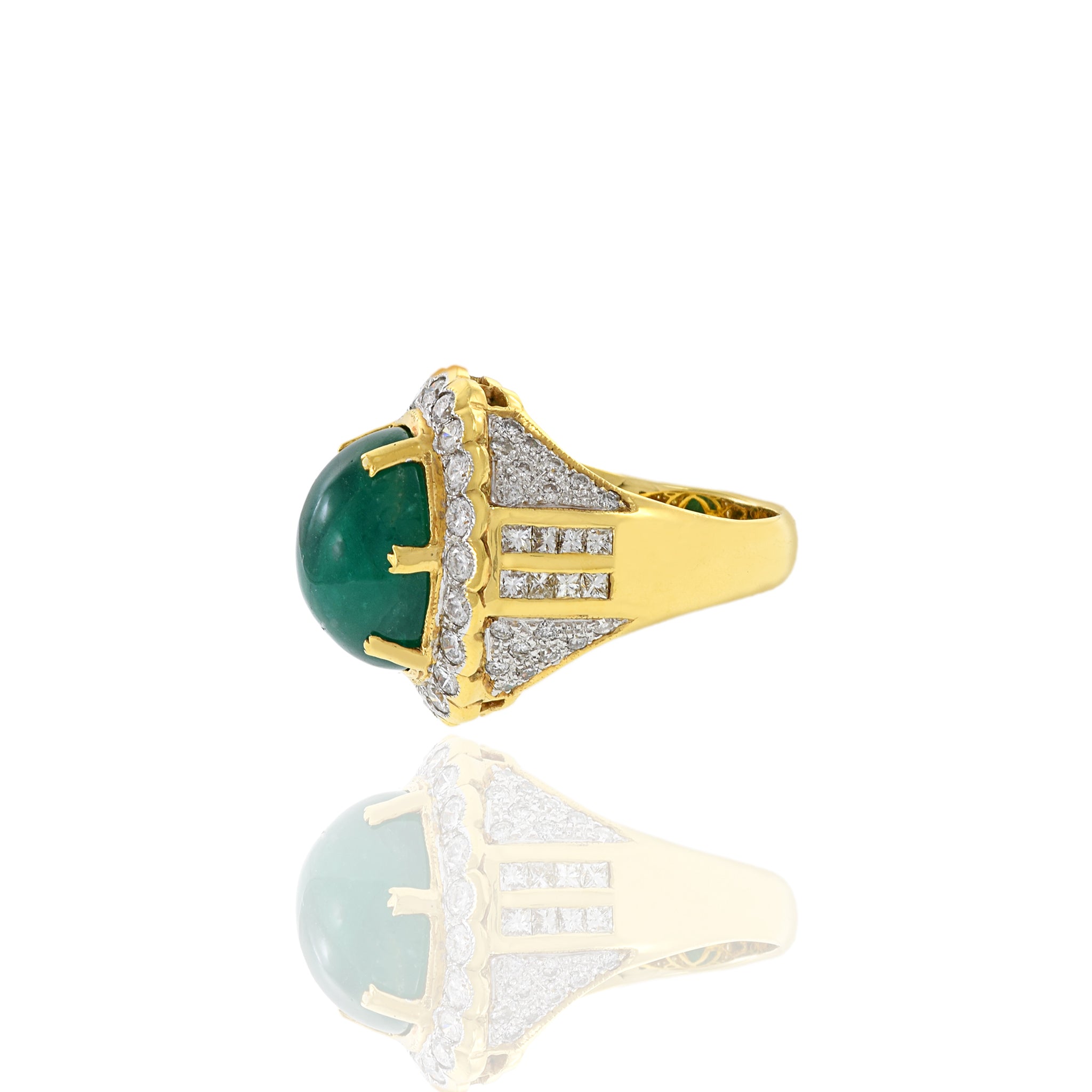 18kt Yellow Gold, Emerald and Diamond Ring