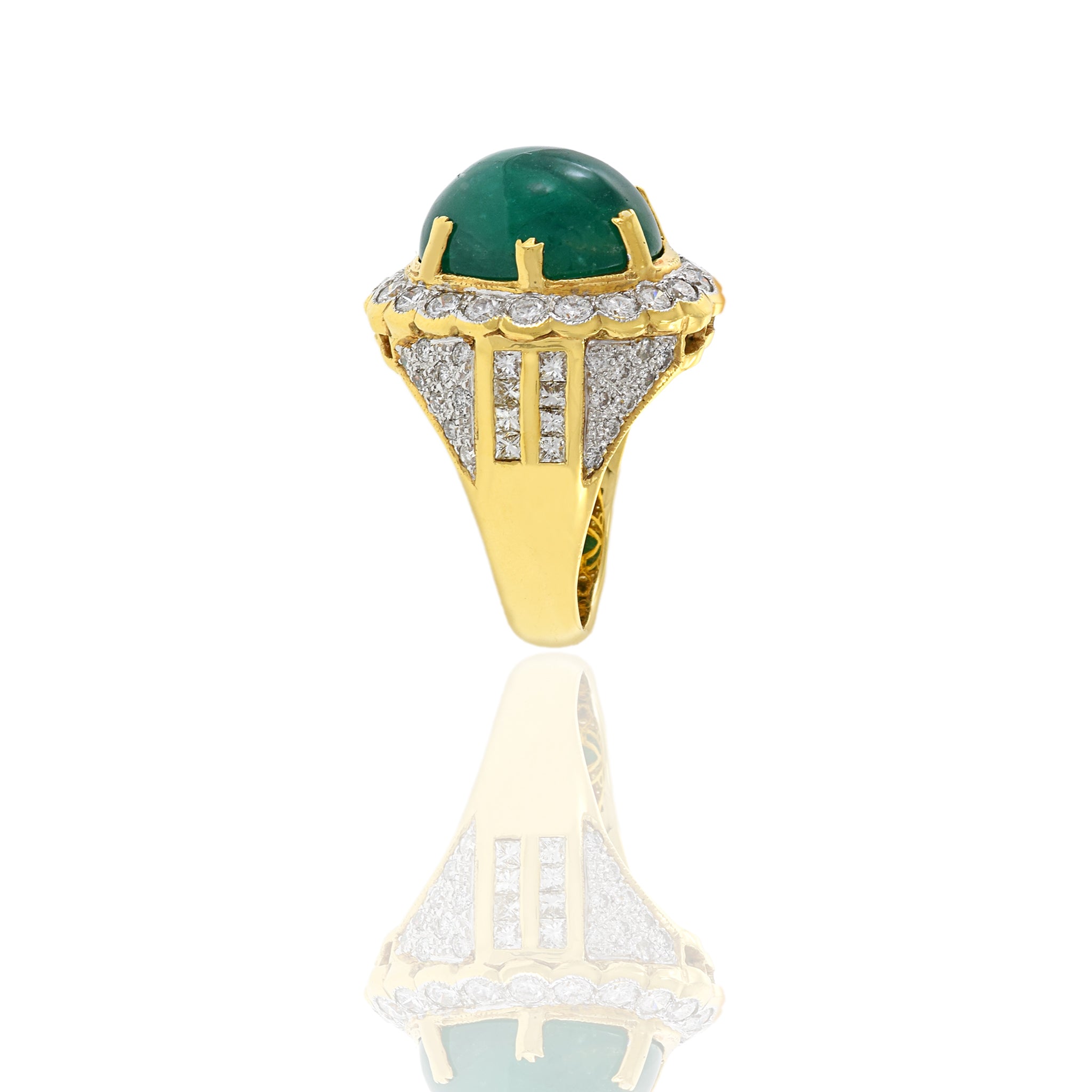 18kt Yellow Gold, Emerald and Diamond Ring