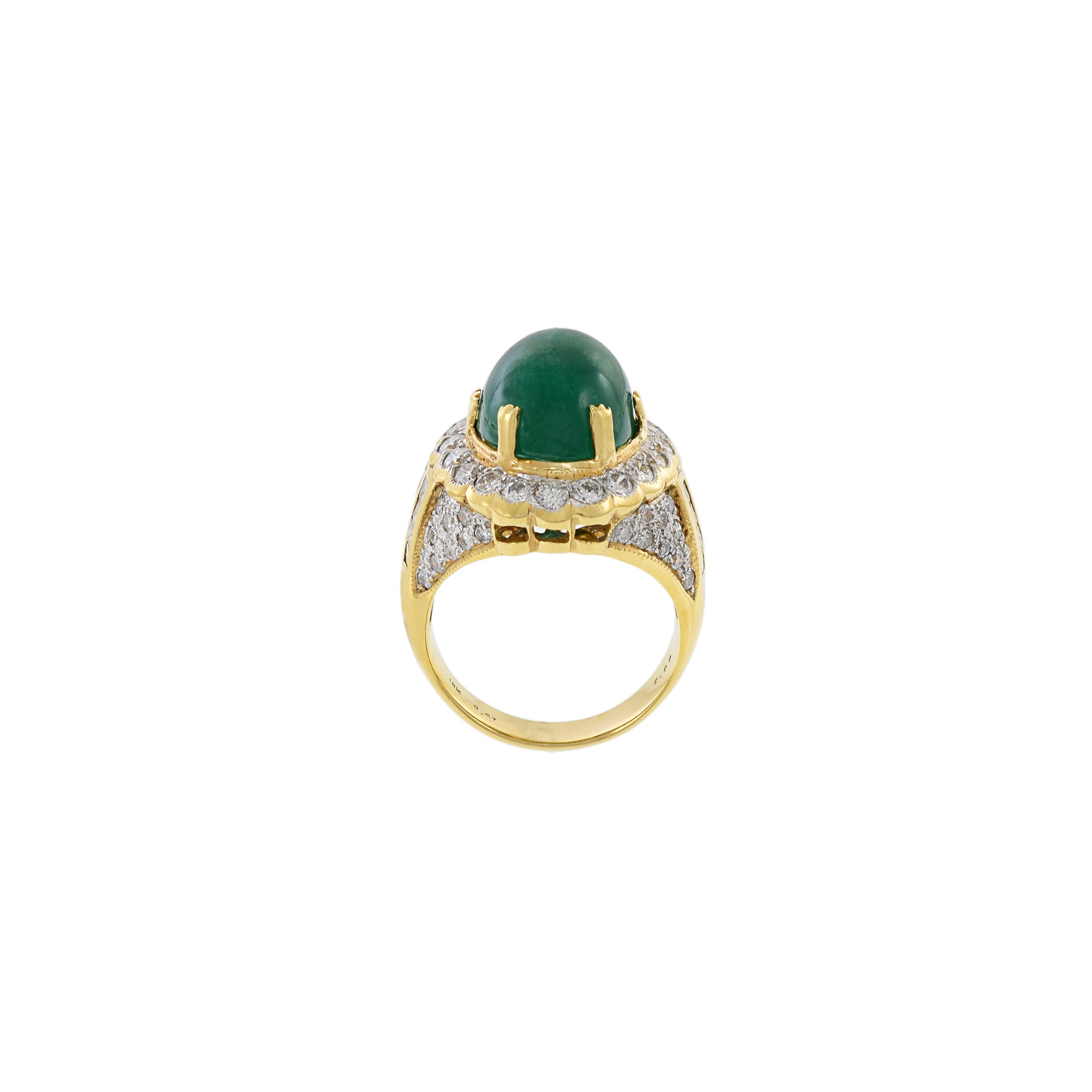 18kt Yellow Gold, Emerald and Diamond Ring