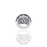 18KT White Gold Blue Sapphire And Diamond Dome Ring