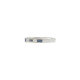 18KT White Gold Channel-Set Sapphire and Diamond Milgrain Edge Band
