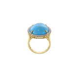 18kt Yellow Gold Natural Sleeping Beauty Turquoise Ring with Diamonds