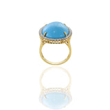 18kt Yellow Gold Natural Sleeping Beauty Turquoise Ring with Diamonds