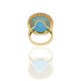 18kt Yellow Gold Natural Sleeping Beauty Turquoise Ring with Diamonds