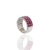 18KT White Gold Round Cut Diamond and Ruby Ring