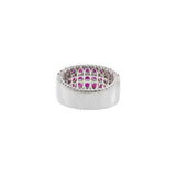 18KT White Gold Round Cut Diamond and Ruby Ring