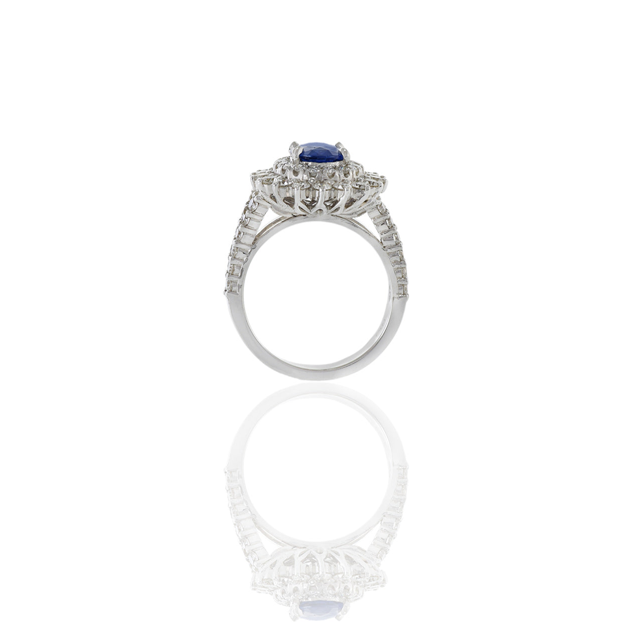 18KT White Gold GIA Certified Oval Sapphire And Diamond Ring