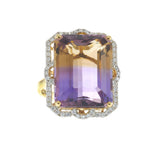 18KT Yellow Gold Ametrine and Diamond Halo Ring