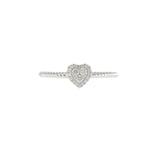 18KT White Gold Heart Diamond Twisted Rope Ring