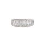 18KT White Gold Wide Diamond Band with Round and Baguette Cuts