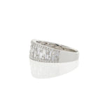 18KT White Gold Wide Diamond Band with Round and Baguette Cuts