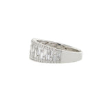 18KT White Gold Wide Diamond Band with Round and Baguette Cuts