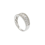 18KT White Gold Wide Diamond Band with Round and Baguette Cuts