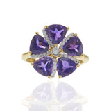 18KT Yellow Gold Amethyst and Diamond Ring