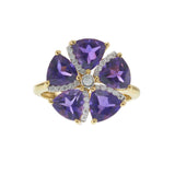 18KT Yellow Gold Amethyst and Diamond Ring