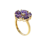 18KT Yellow Gold Amethyst and Diamond Ring