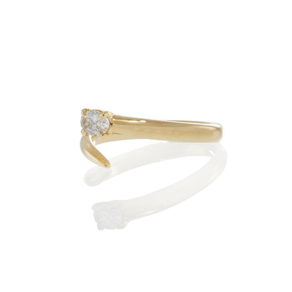 Open Finger Wrap Ring with Oval Diamond in 18K Yellow Gold