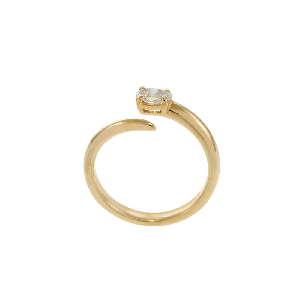 Open Finger Wrap Ring with Oval Diamond in 18K Yellow Gold