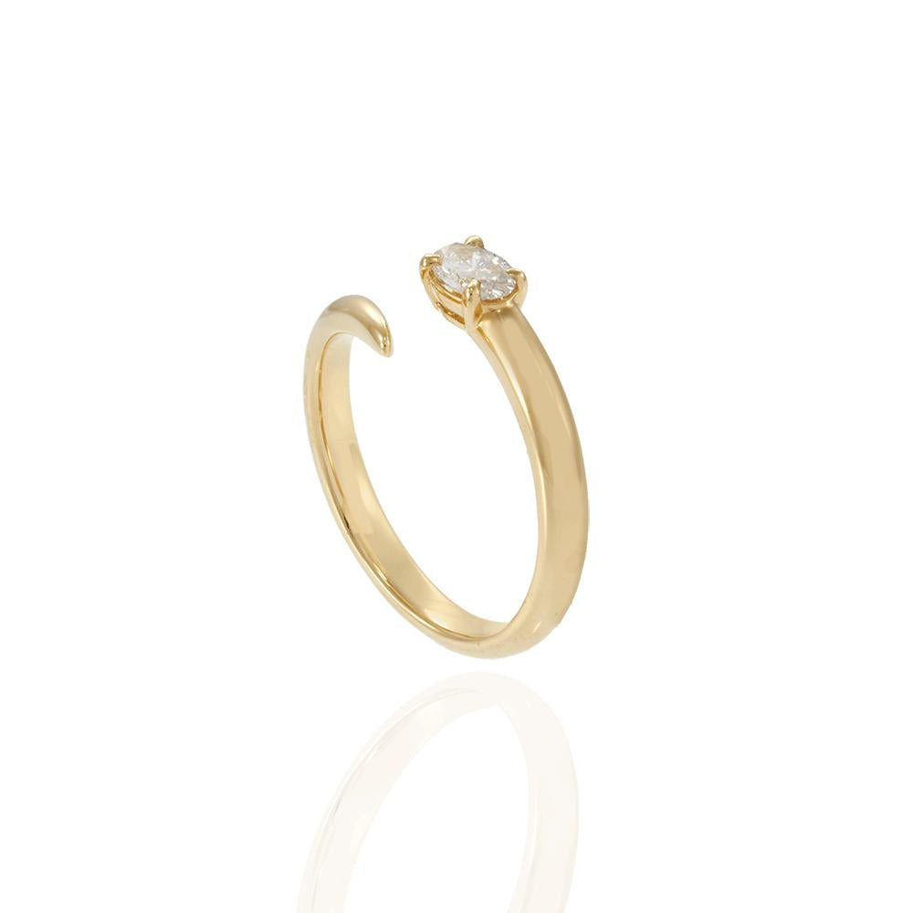 Open Finger Wrap Ring with Oval Diamond in 18K Yellow Gold