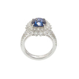 18KT White Gold 4.89CT Sapphire and 2.14CT Diamond Cluster Ring