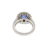18KT White Gold 4.89CT Sapphire and 2.14CT Diamond Cluster Ring