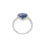14KT White Gold Pear Shape Sapphire and Diamond Halo Ring
