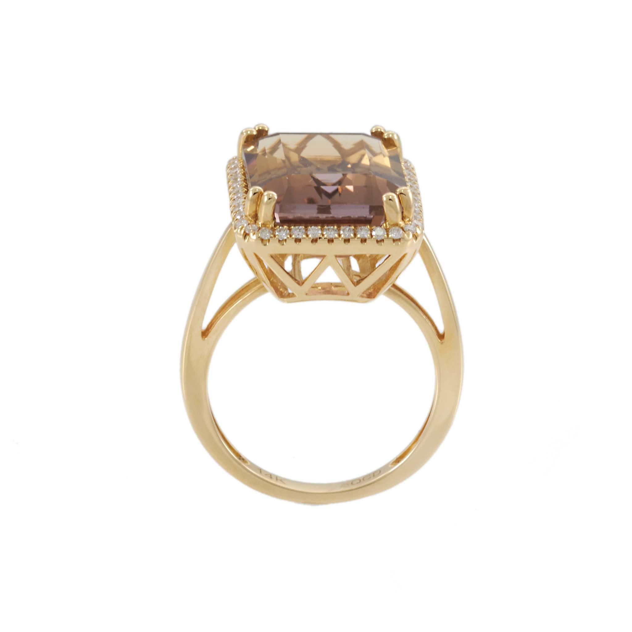 Ametrine and Diamond Halo Ring in 14K Yellow Gold