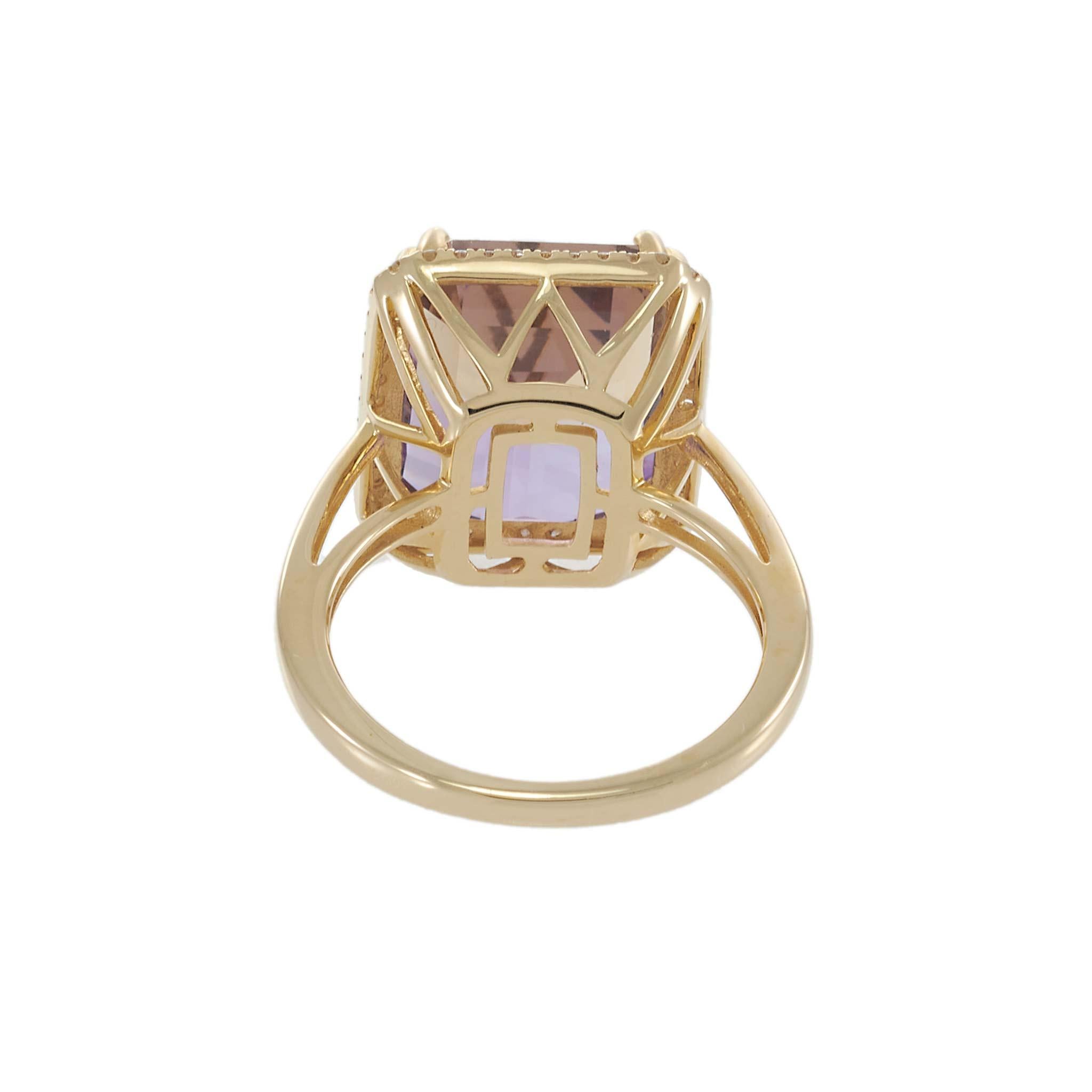 Ametrine and Diamond Halo Ring in 14K Yellow Gold