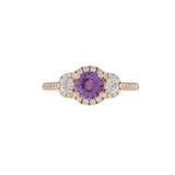 14KT Rose Gold Pink Sapphire and Diamond Ring