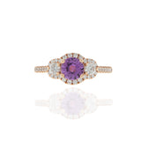 14KT Rose Gold Pink Sapphire and Diamond Ring