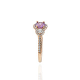 14KT Rose Gold Pink Sapphire and Diamond Ring