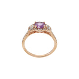 14KT Rose Gold Pink Sapphire and Diamond Ring