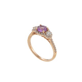 14KT Rose Gold Pink Sapphire and Diamond Ring