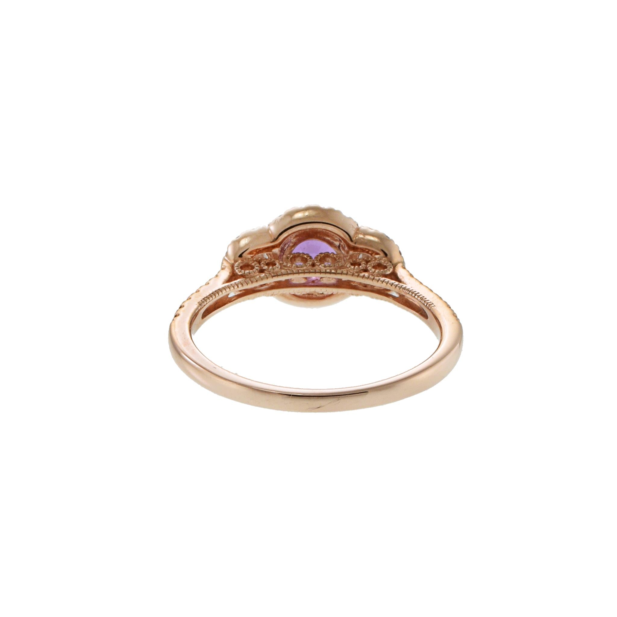 14KT Rose Gold Pink Sapphire and Diamond Ring