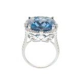 London Blue Topaz and Diamond Ring in 14KT White Gold