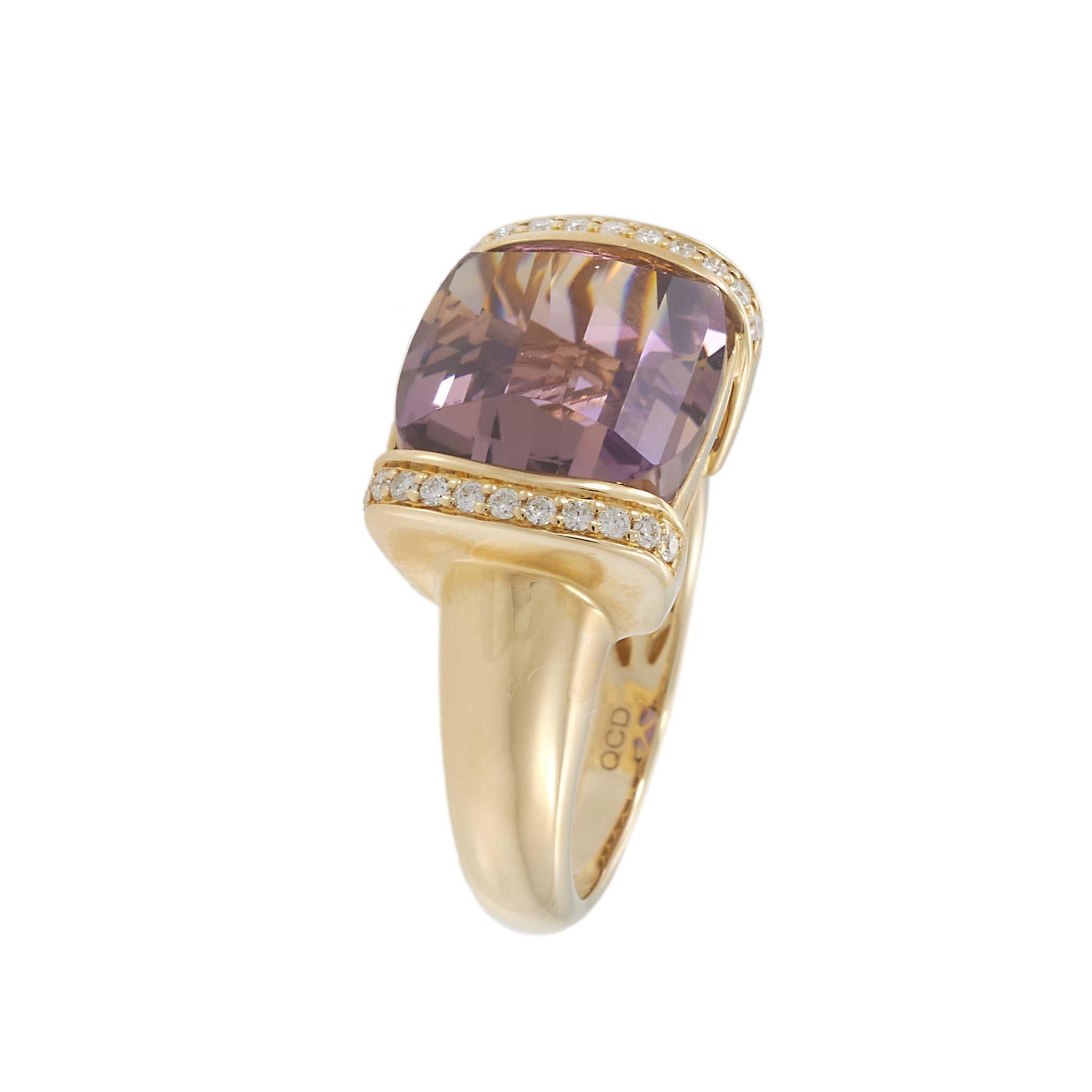 Ametrine and Diamond Ring in 14K Yellow Gold, 7.88ct Center Stone