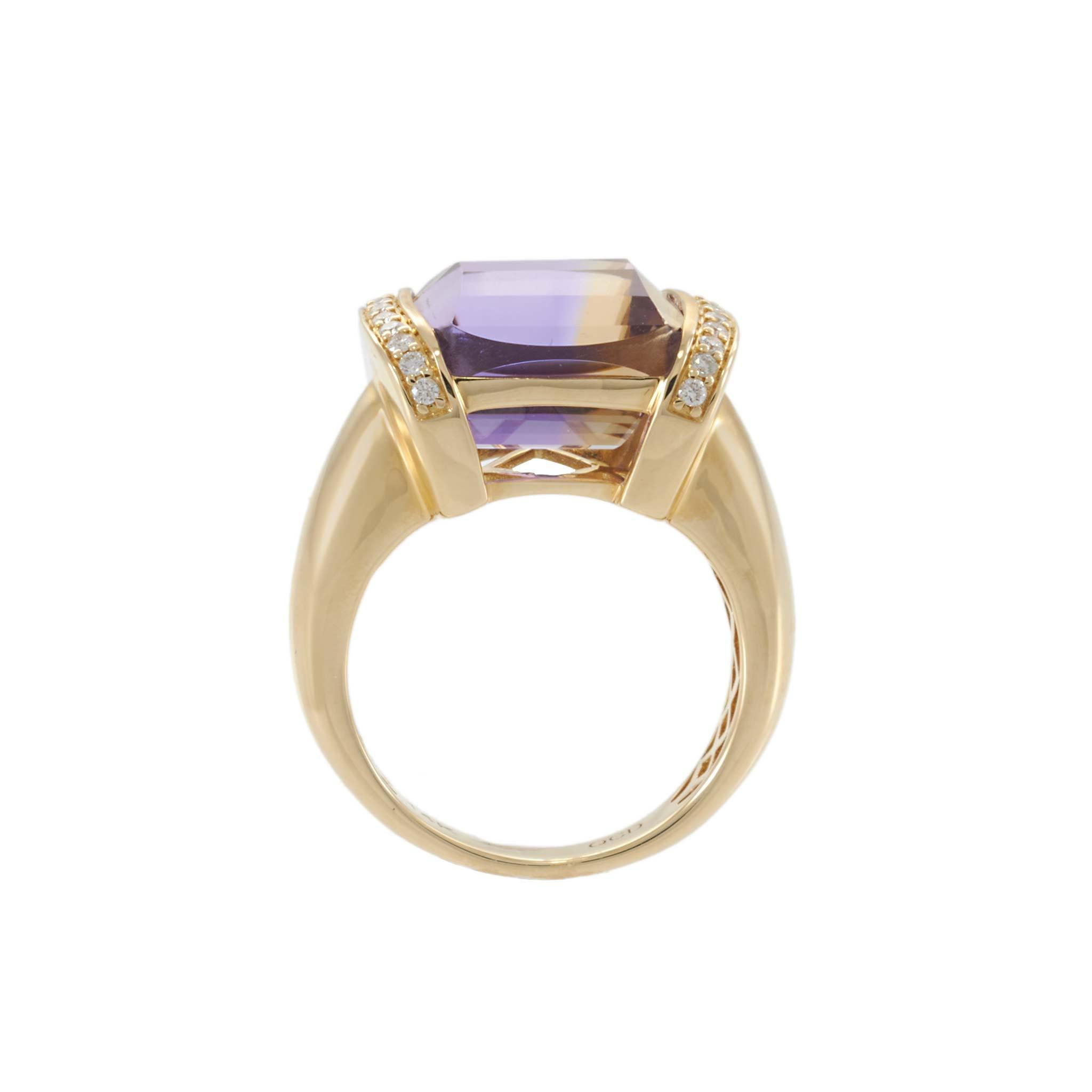 Ametrine and Diamond Ring in 14K Yellow Gold, 7.88ct Center Stone