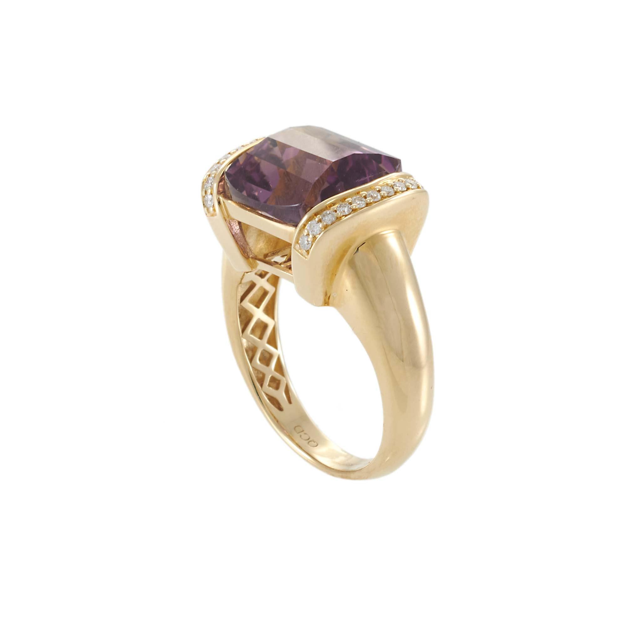 Ametrine and Diamond Ring in 14K Yellow Gold, 7.88ct Center Stone
